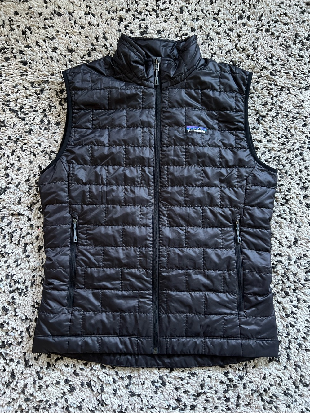 Patagonia Nano Puff Packable Vest Black Full Zip Lightweight Gantry Logo Small